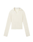Spilt Neck Rib Knit Polo Sweater