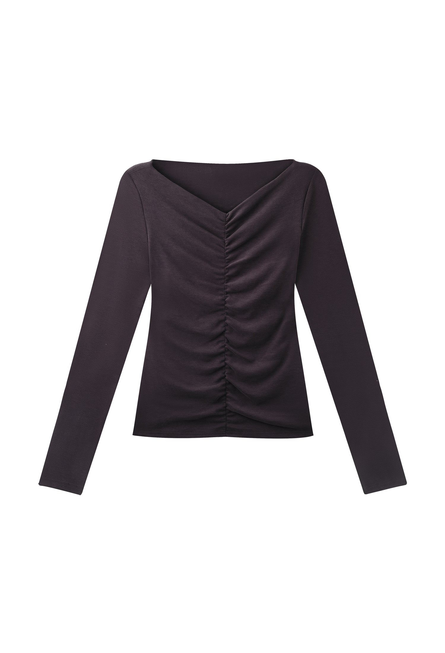 Thermal Ruched Front Double Layer Long Sleeve Top