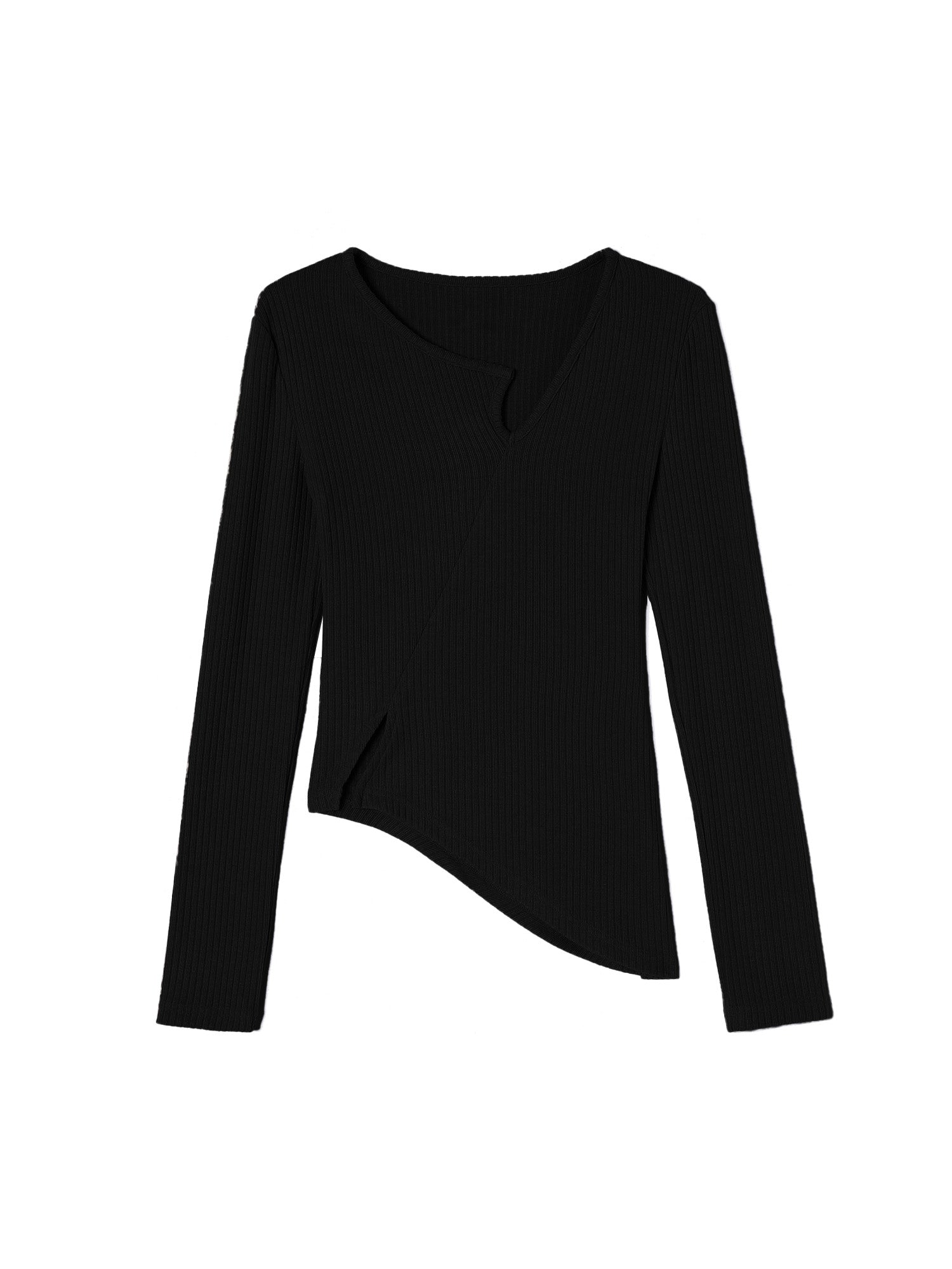 Cashmere-Like Single Lapel Irregular Cut Top