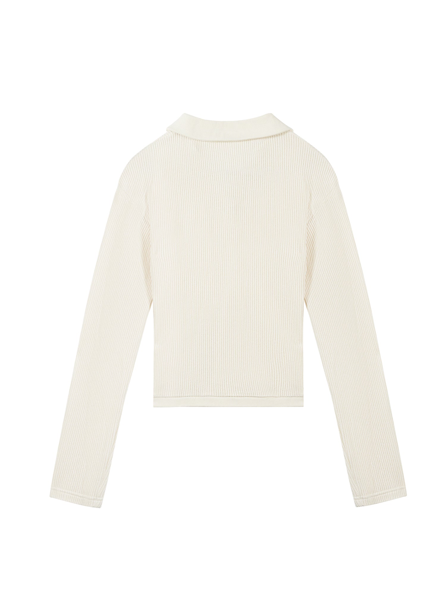 Spilt Neck Rib Knit Polo Sweater