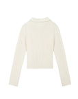 Spilt Neck Rib Knit Polo Sweater