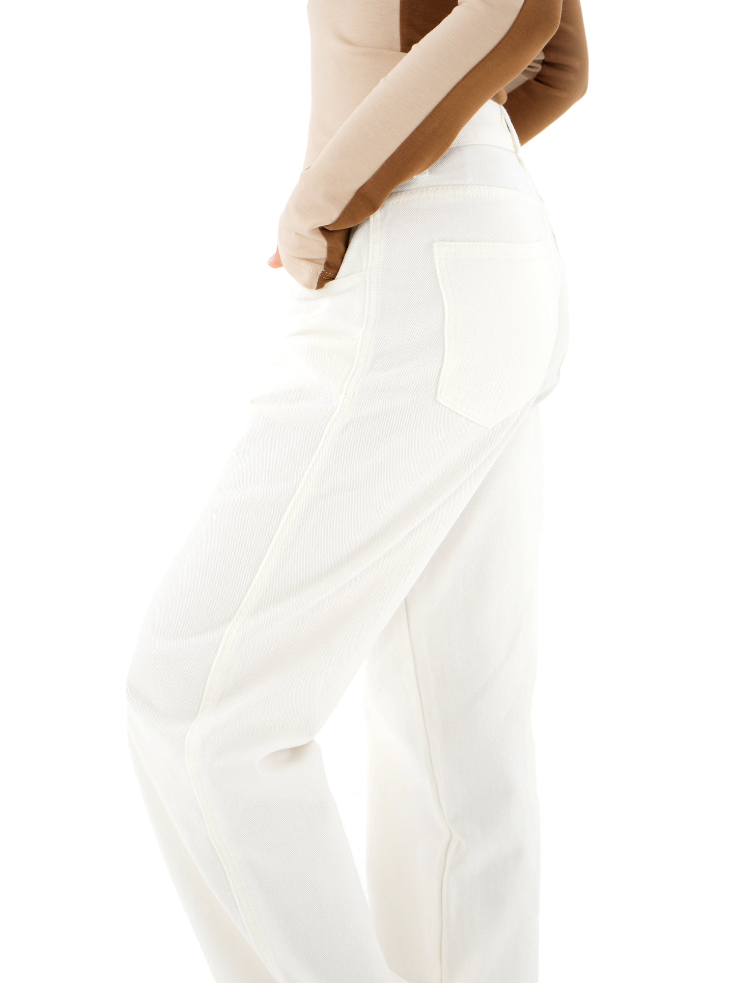 Off White Mid-Waist Straight Leg Jeans