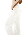 Off White Mid-Waist Straight Leg Jeans