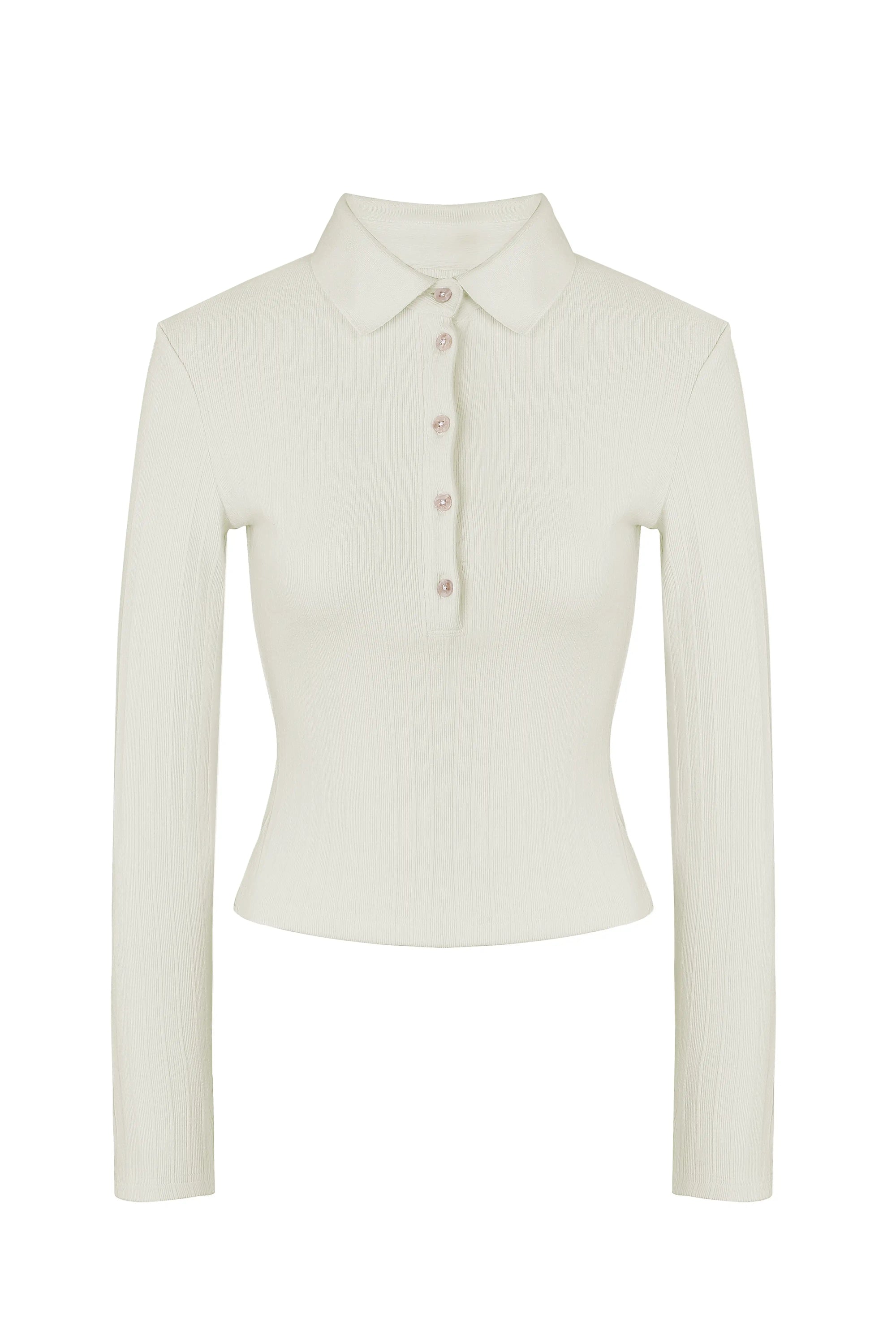 Knit Polo Long Sleeve Top