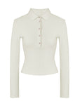 Knit Polo Long Sleeve Top