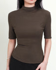 Mock Neck Short Sleeve Top