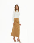 Ruched-Front Midi Skirt