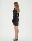 Side Ruched Long Sleeve Bodycon Mini Dress