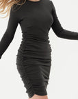 Side Ruched Long Sleeve Bodycon Mini Dress