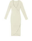 V-Neck Form-Fitting Midi Dress