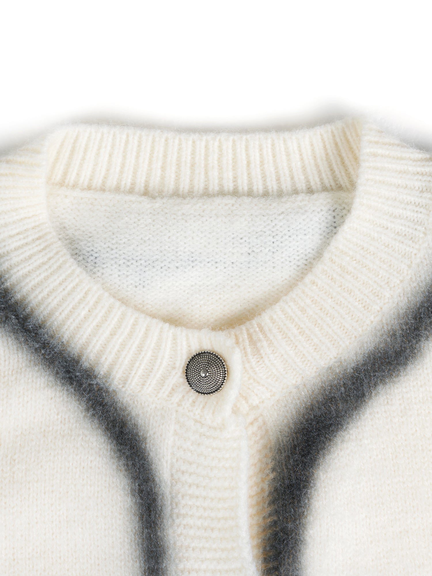 Printed Round-Neck Button Cardigan