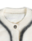 Printed Round-Neck Button Cardigan
