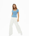 Off White Mid-Waist Straight Leg Jeans