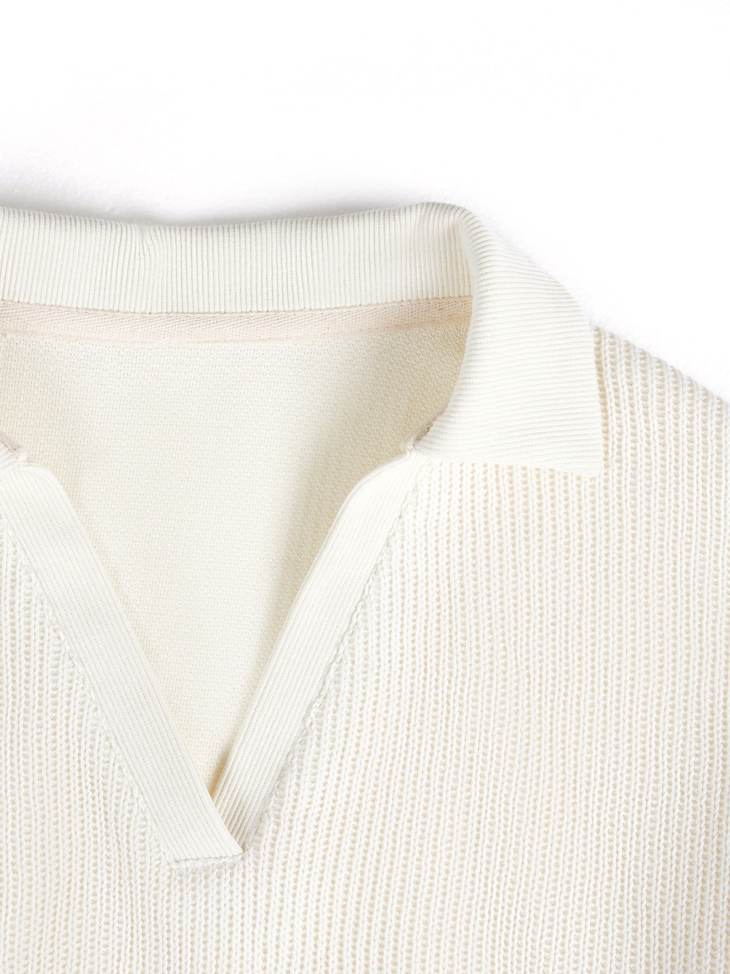 Spilt Neck Rib Knit Polo Sweater