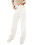 Off White Mid-Waist Straight Leg Jeans