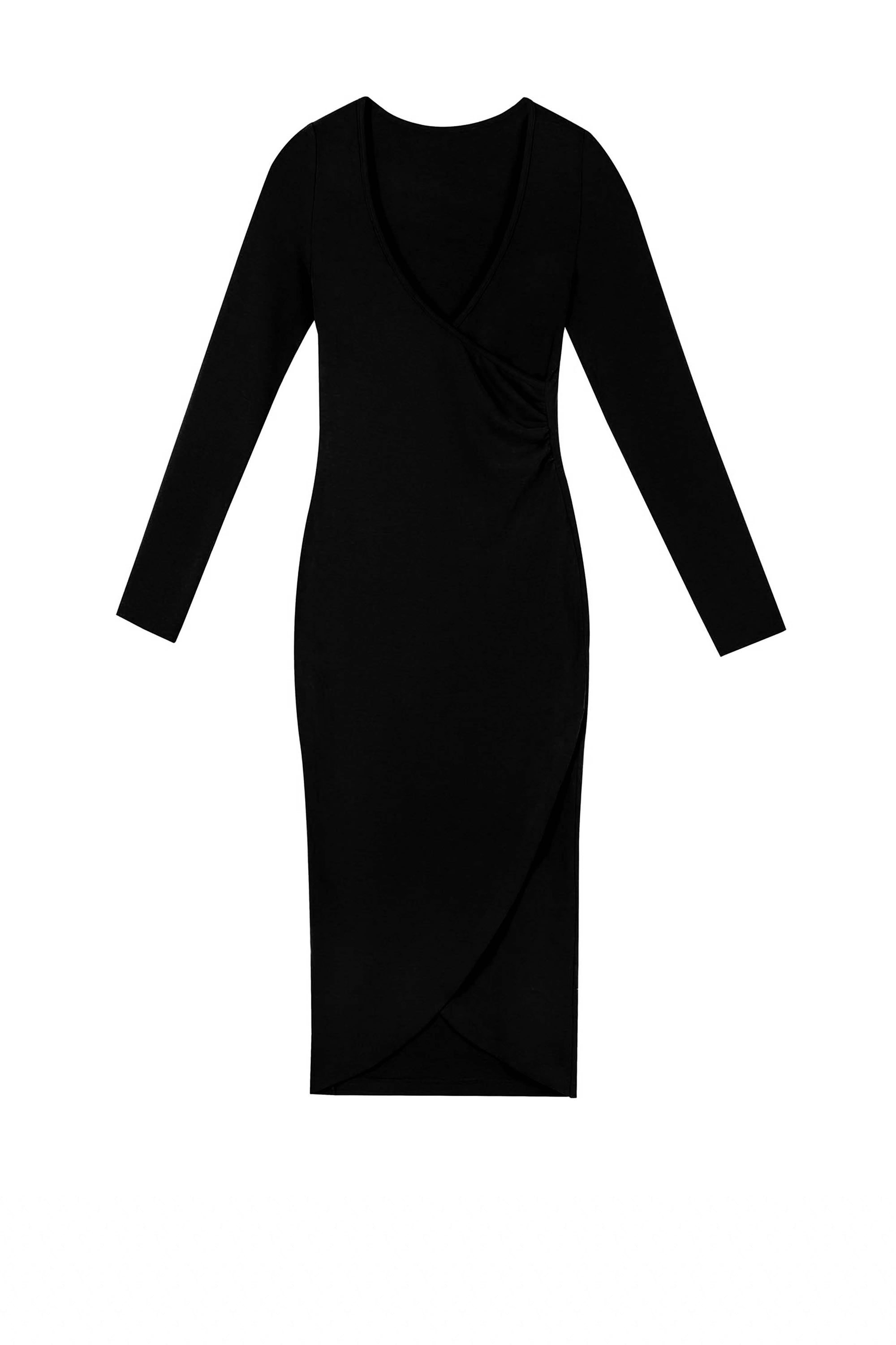 V-Neck Form-Fitting Midi Dress