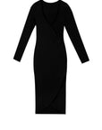 V-Neck Form-Fitting Midi Dress