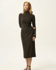 Turtleneck Fitted Midi Dress