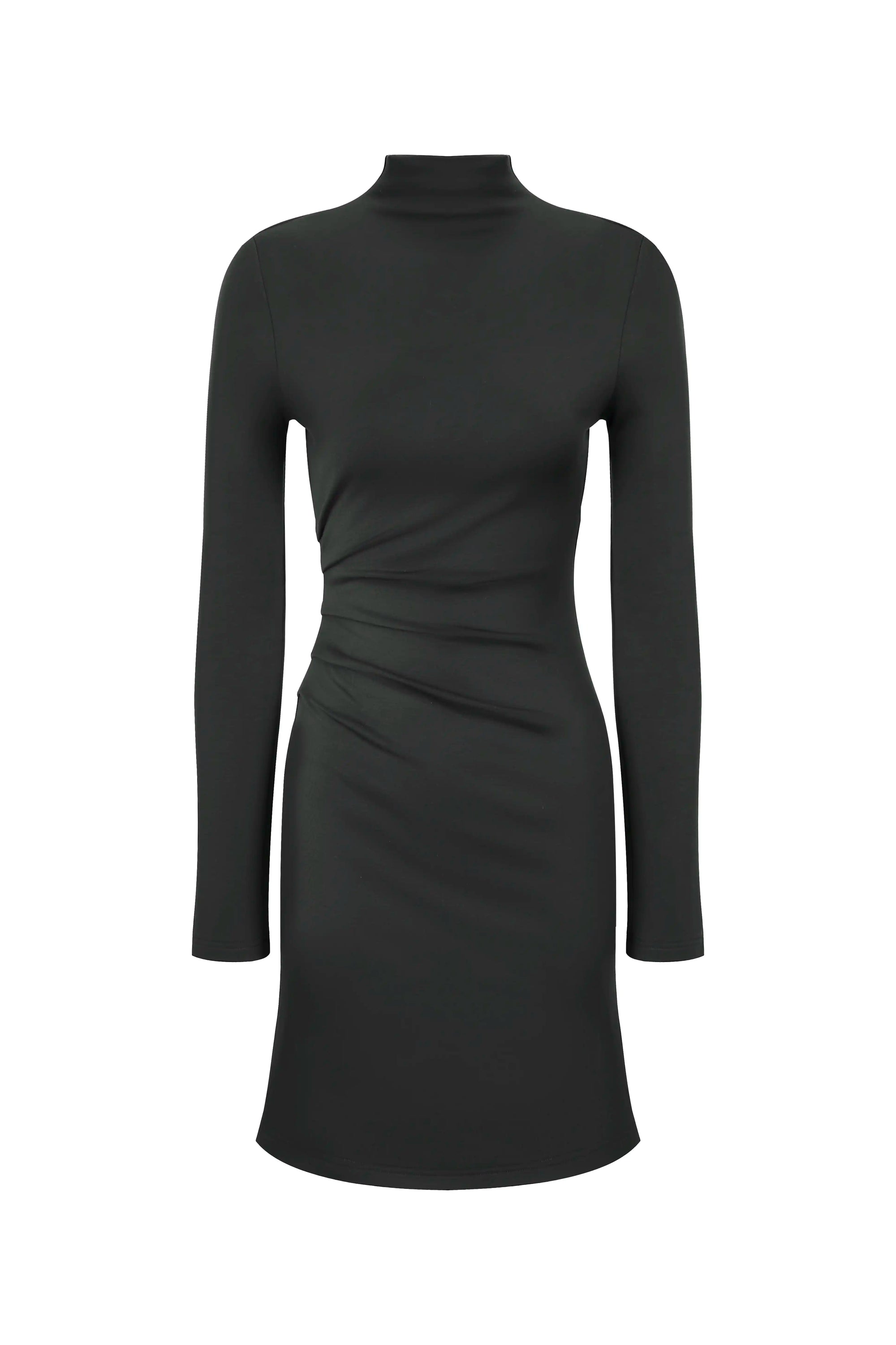 Mock Neck Ruched Mini Dress