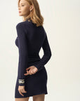 Mock Neck Ruched Mini Dress