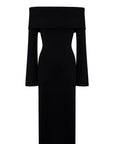 Off-Shoulder Fold-Over Midi Dress
