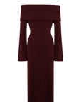 Off-Shoulder Fold-Over Midi Dress