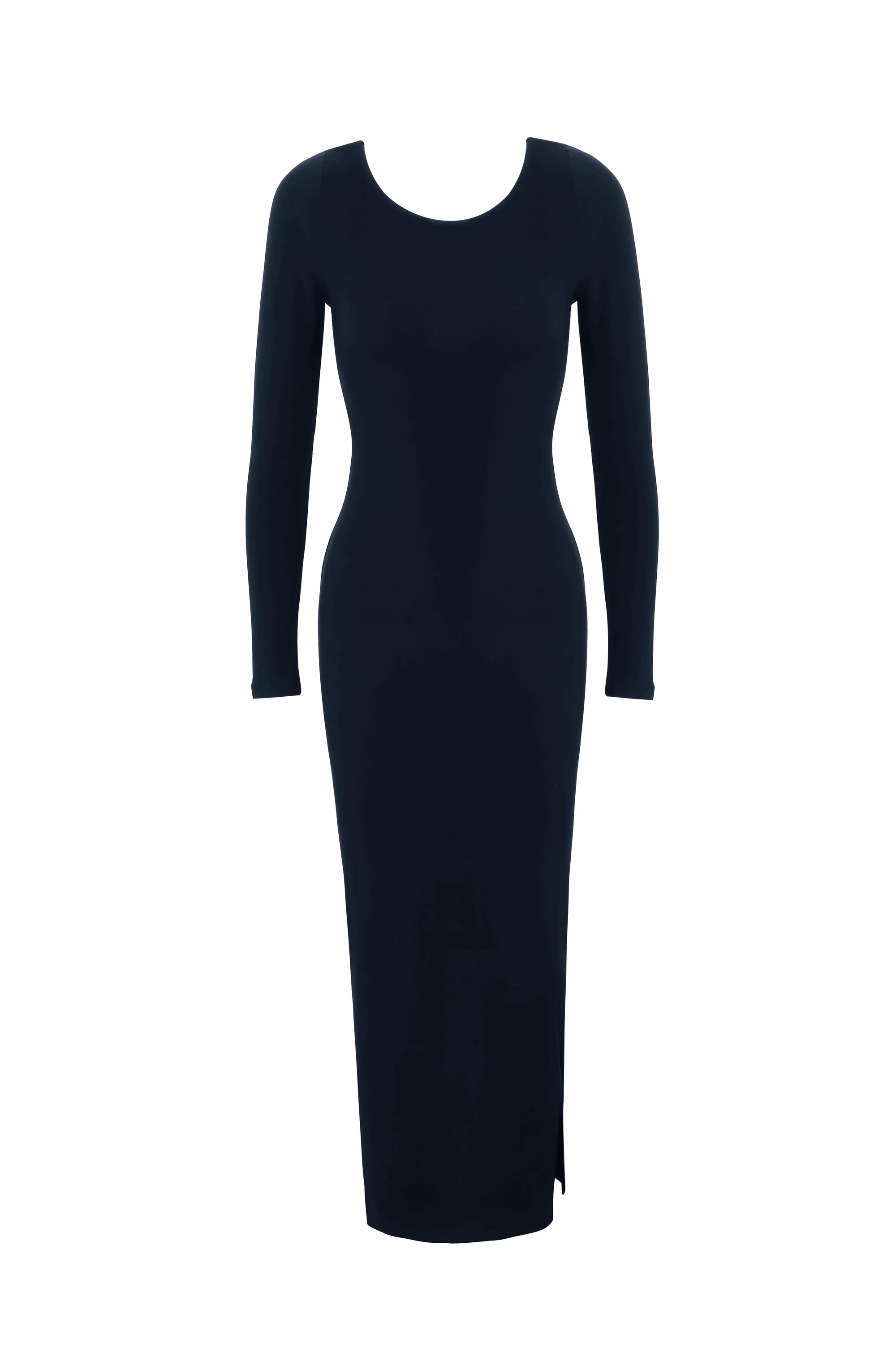 Open Back Long Sleeve Midi Dress