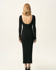 Open Back Long Sleeve Midi Dress