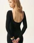 Open Back Long Sleeve Midi Dress