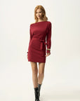 Off-Shoulder Belted Sweater Dress