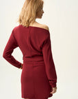 Off-Shoulder Belted Sweater Dress