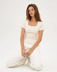 Square Neck Bra-less Short Sleeve Top