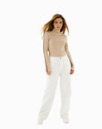 Off White Mid-Waist Straight Leg Jeans