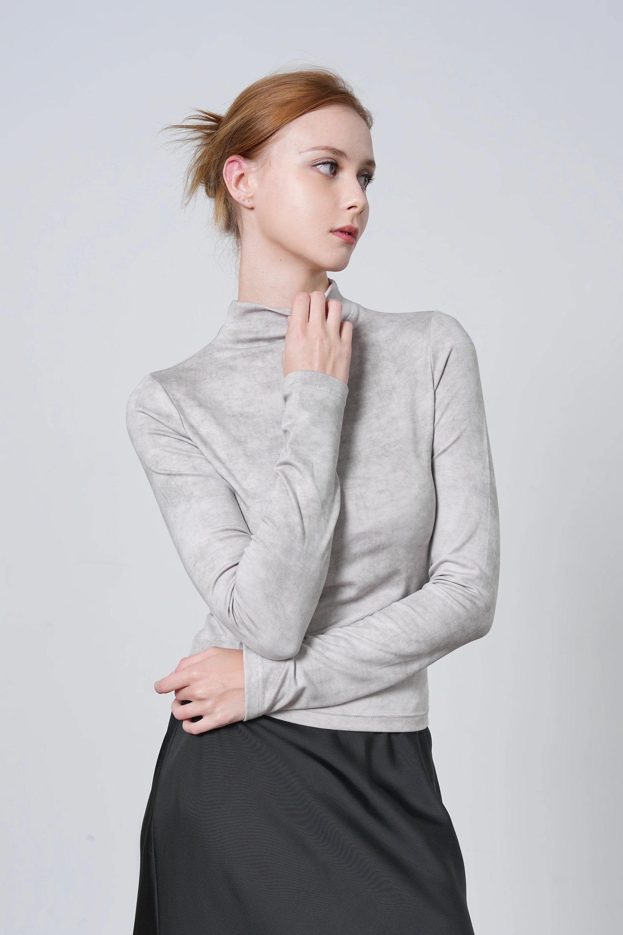 Floral Thermal Mock Neck Long Sleeve Top