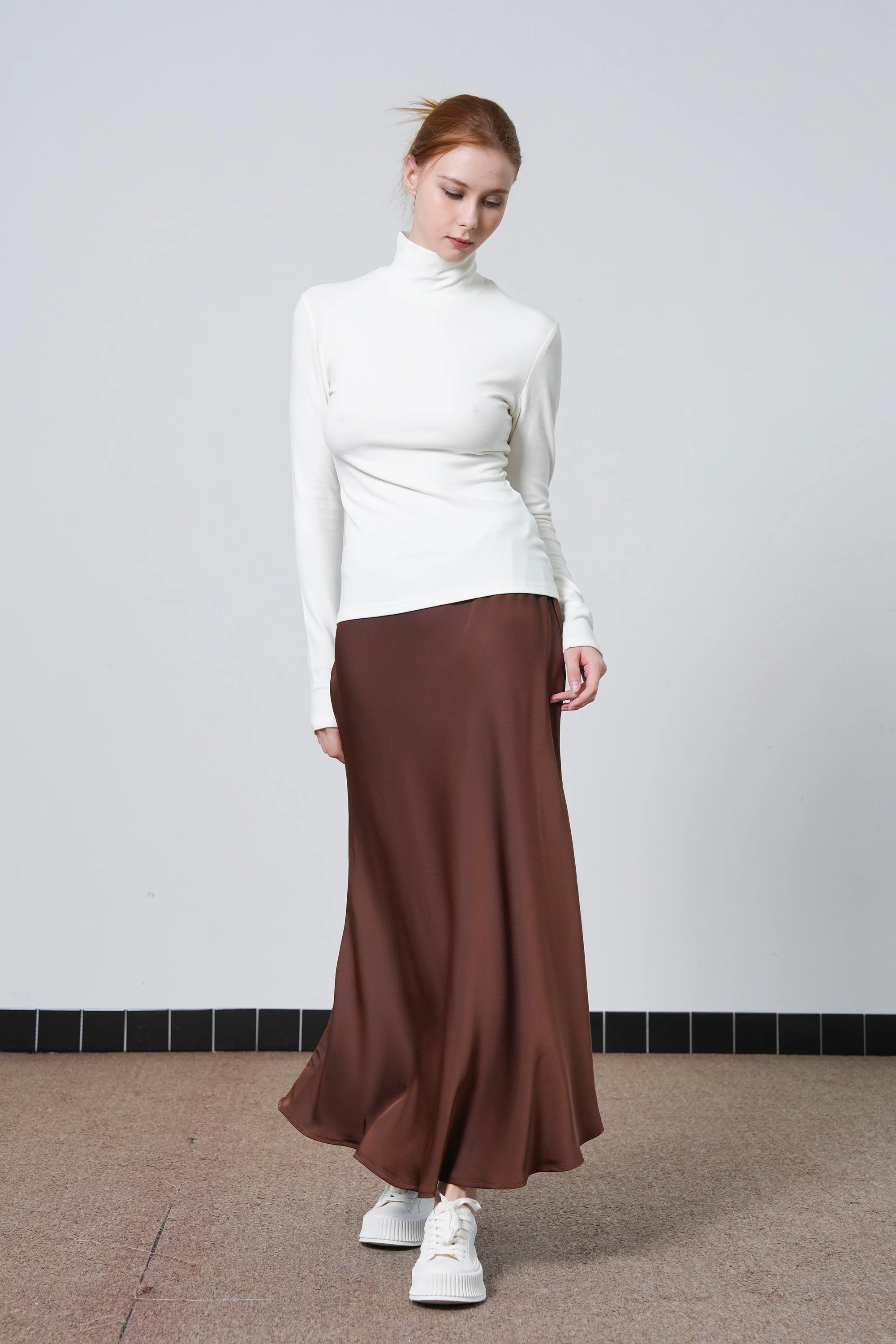 Buffed Silk-Liked Maxi Skirt