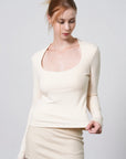 Squareneck Braless Long Sleeve Top
