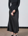 Buffed Silk-Liked Maxi Skirt