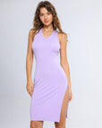 Back cross strap v-neck midi dress