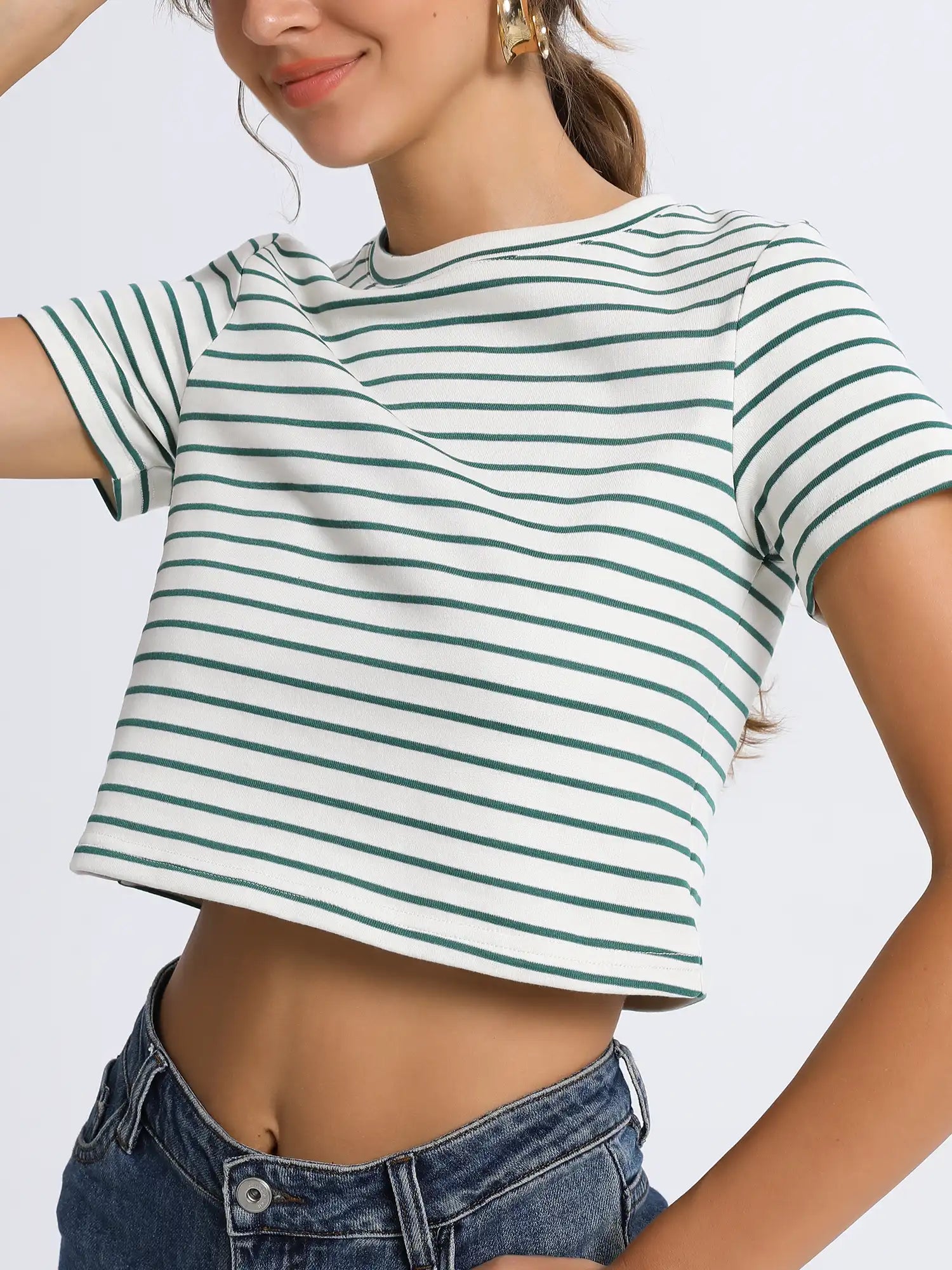 Strip Round Neck Casual T-Shirt