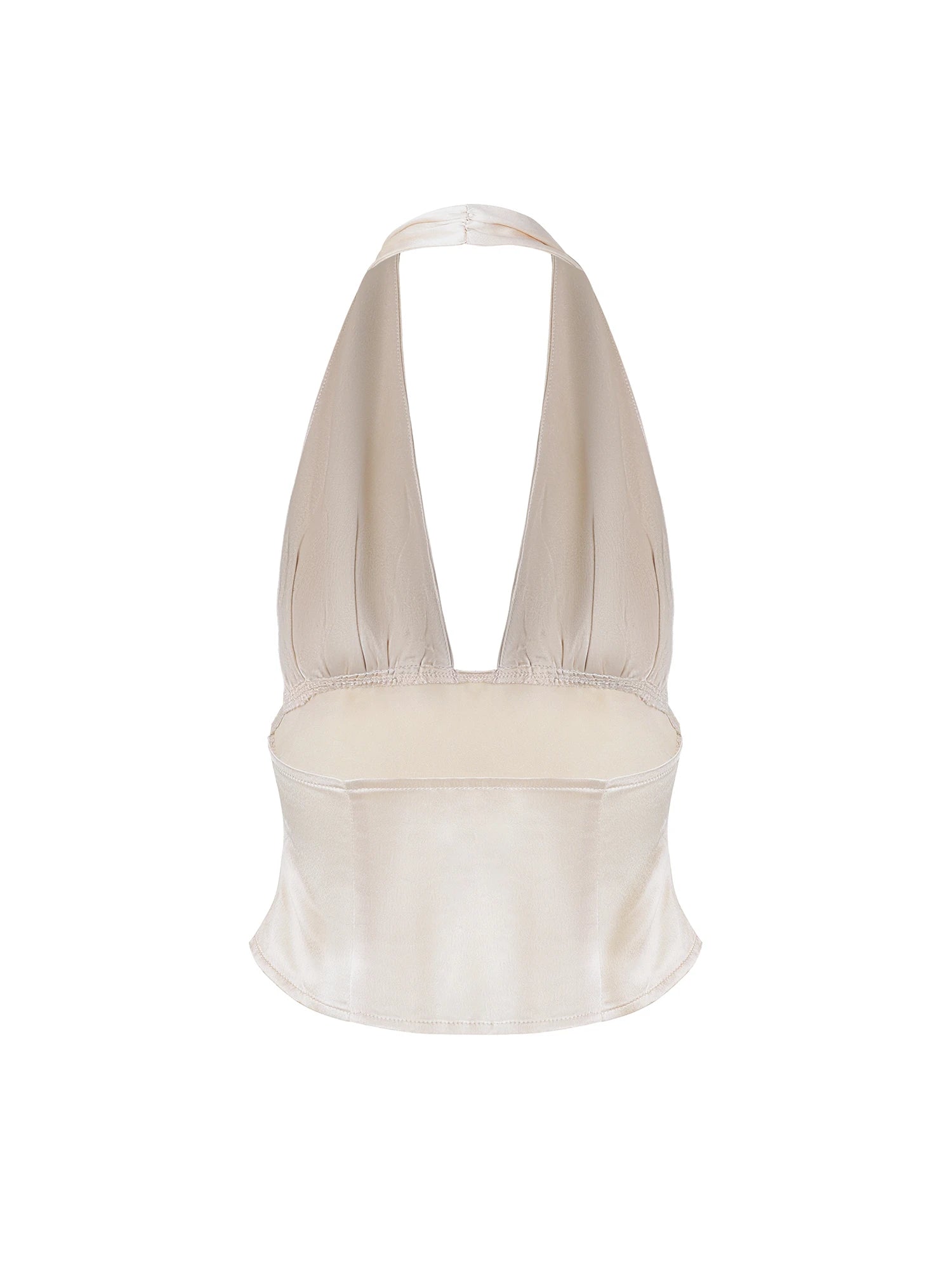 Silk-Like Haltered Ruched Sided Tank Top