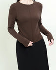 Center Seam Fitted Long Sleeve Top