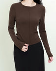 Center Seam Fitted Long Sleeve Top