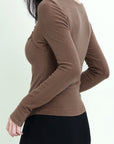 Square Neck Ruched Long Sleeve Top