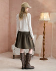 Asymmetric-Hem Draped A-Line Skirt