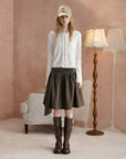 Asymmetric-Hem Draped A-Line Skirt