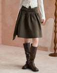 Asymmetric-Hem Draped A-Line Skirt
