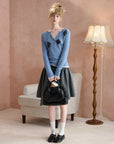 Asymmetric-Hem Draped A-Line Skirt