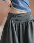 Asymmetric-Hem Draped A-Line Skirt