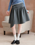 Asymmetric-Hem Draped A-Line Skirt