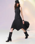 Asymmetric-Hem Midi Skirt